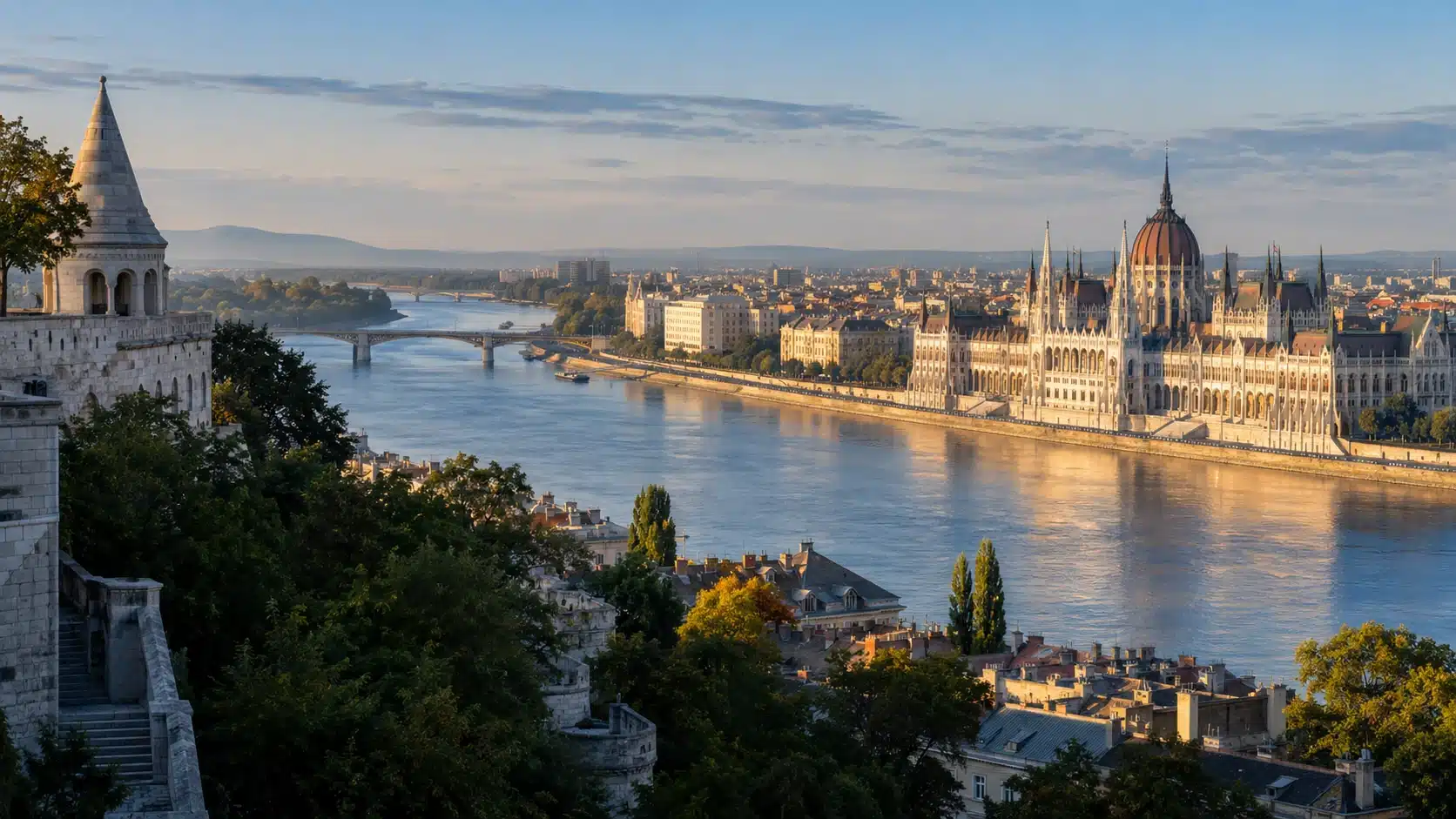 EU Führerschein Ungarn: illustratives Budapest-Panorama mit Donau und ungarischem Parlament